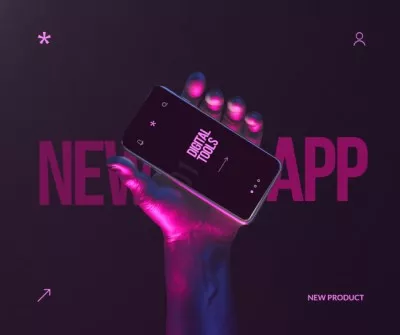 New App Announcement with Hand holding Modern Smartphone