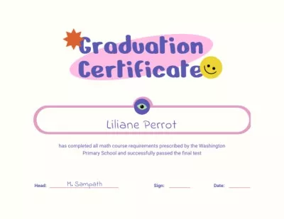 Primary School Math Course Graduation Award Certificates