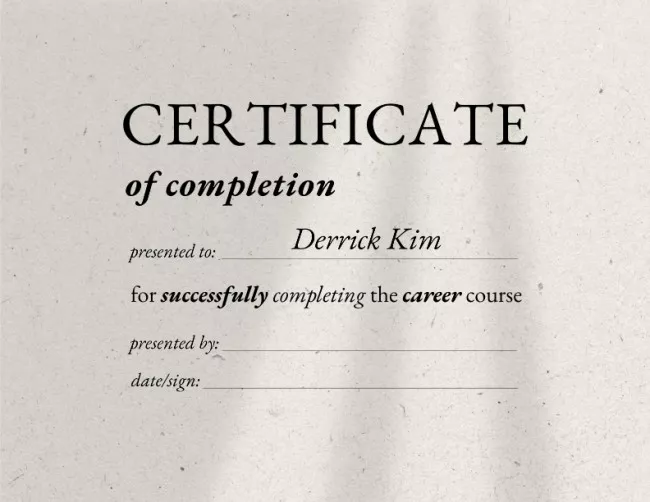Career Course Completion Award