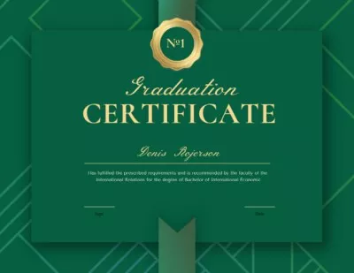 Graduation Diploma with Green Ribbon Diploma Certificates