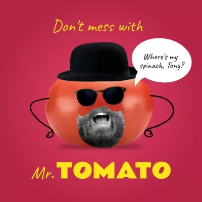 Funny Tomato Character with Human Mouth