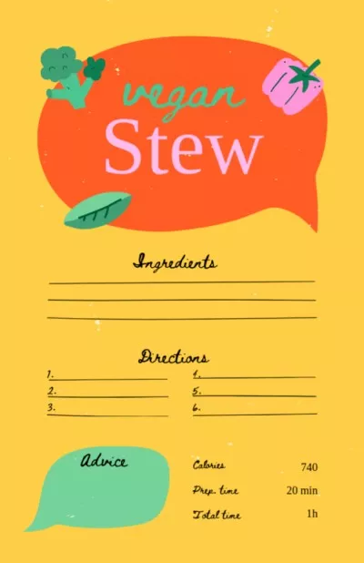 Vegan Stew Cooking Steps Recipe Cards