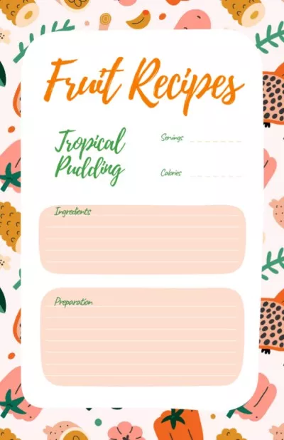 Dishes with Fresh Fruits Ad Recipe Cards