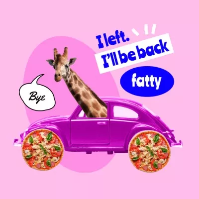Funny Giraffe in Bright Retro Car Meme Maker