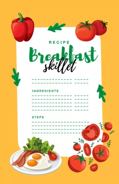 Breakfast Skillet Cooking Steps Recipe Cards