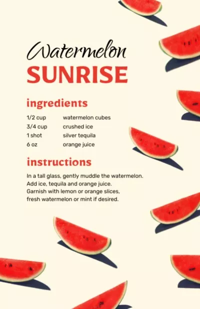 Watermelon Summer Drink Cooking Steps Recipe Cards
