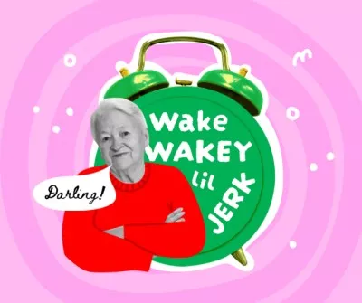Funny Grandma with Huge Alarm Clock
