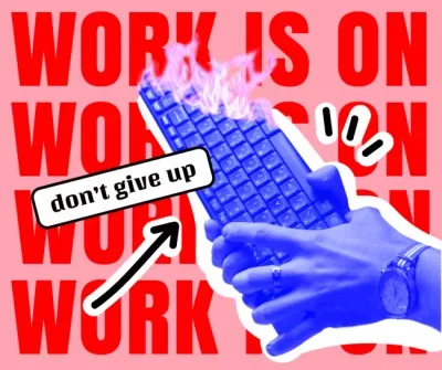 Funny Joke about Work with Burning Keyboard
