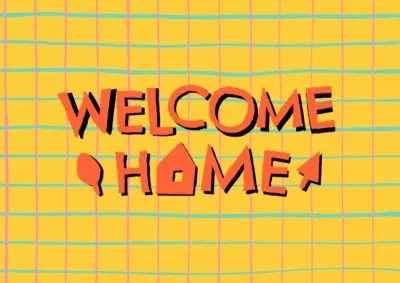 Welcome Home Greeting on Grid Pattern Welcome Cards