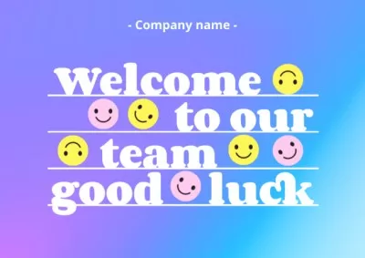 Welcome Phrase with Smiling Emoji Faces Welcome Cards