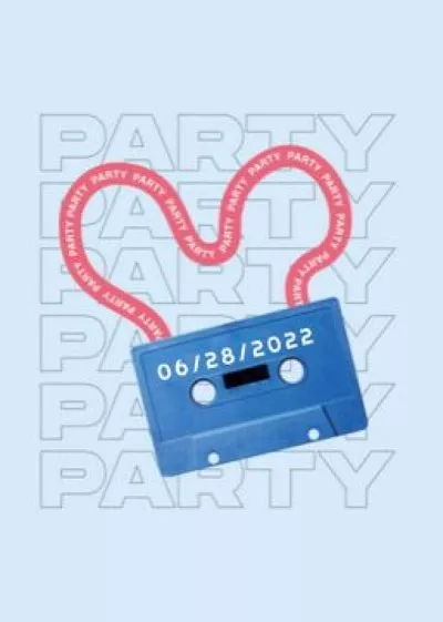 Party announcement with cassette and tape
