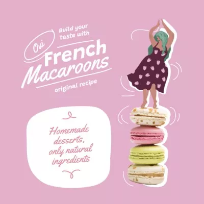 Funny Woman standing on French Macaroons