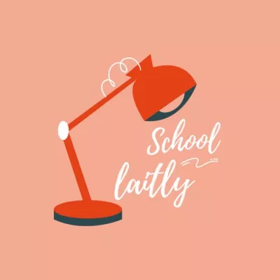 School Ad with Table Lamp Illustration School Logos
