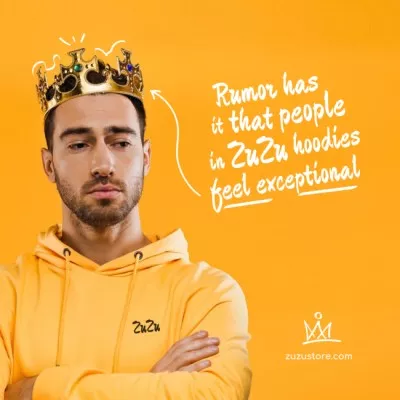 Fashion Ad with Funny Man in Crown
