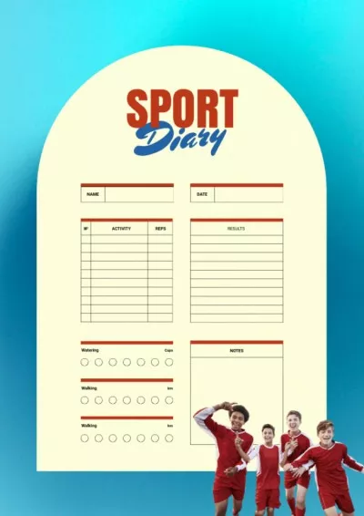 Sport Diary with Children in Sports Uniform Workout Schedule Maker