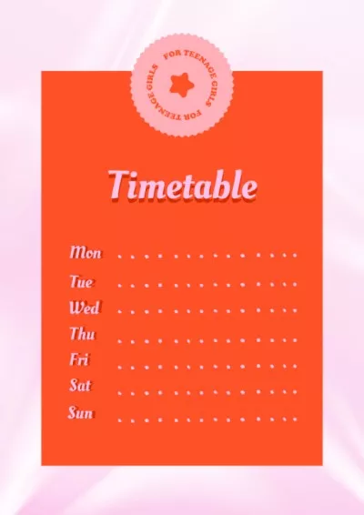 Cute Timetable for Teenage Girls Weekly Schedule Maker