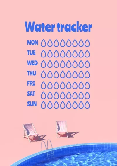 Water Tracker with Sun Loungers by Pool Weekly Schedule Maker
