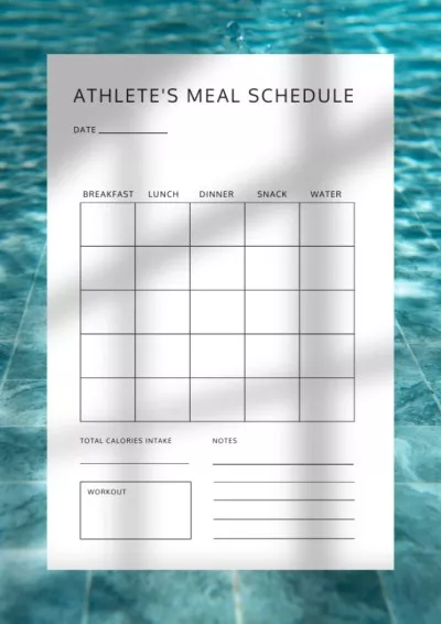 Athlete's Meal Schedule Sports Schedule Maker