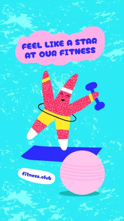 Fitness Club Offer with Funny Starfish in Sportswear