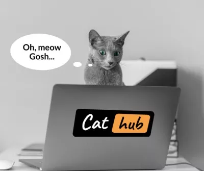 Funny Cat looking at Laptop