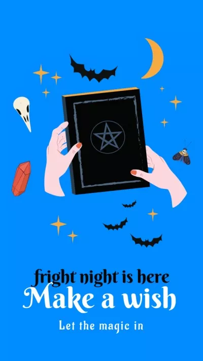 Halloween Holiday with Mysterious Book in Hands