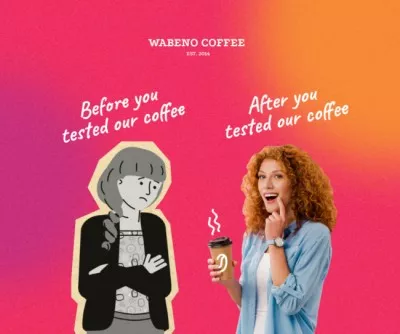 Funny Coffeeshop Promotion with Woman holding Cup