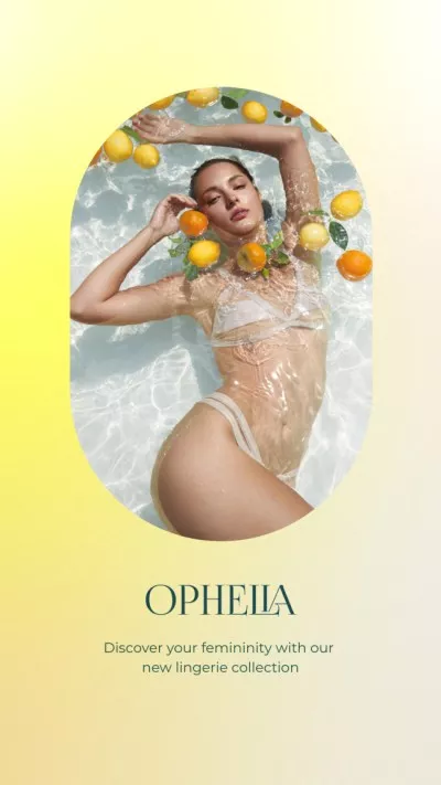Lingerie Ad with Beautiful Woman in Pool with Lemons
