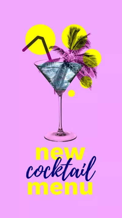 New Cocktail Menu Ad with Palm Tree