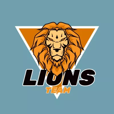 Sport Team Emblem with Lion Сat Logos