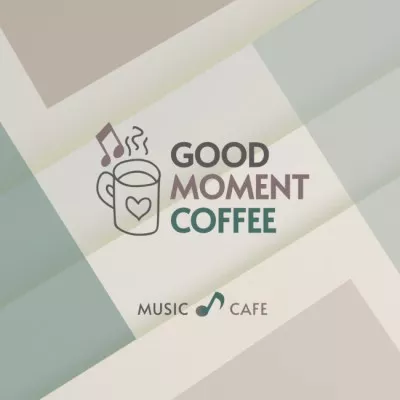 Illustration of Cup with Hot Coffee and Music Note Music Logos