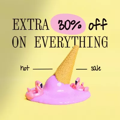 Winter Sale Announcement with Melting Ice Cream