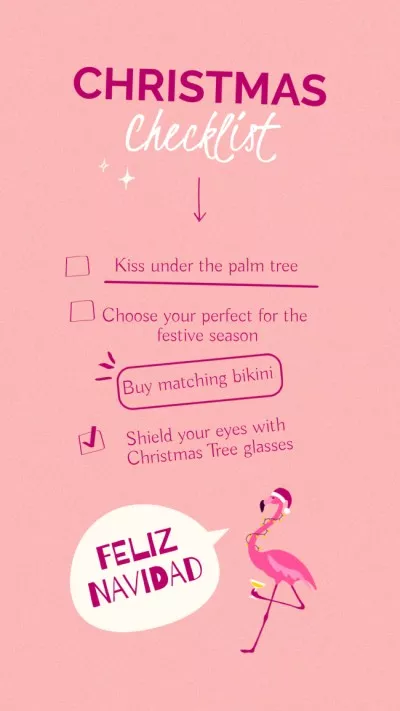 Christmas Checklist with Funny Flamingo