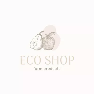 Farm Products Offer with Pear and Apple Farm Logos