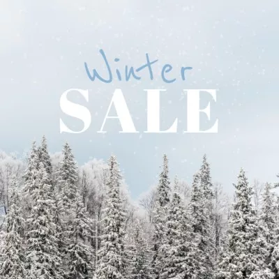 Winter Sale with Snowy Trees in Forest