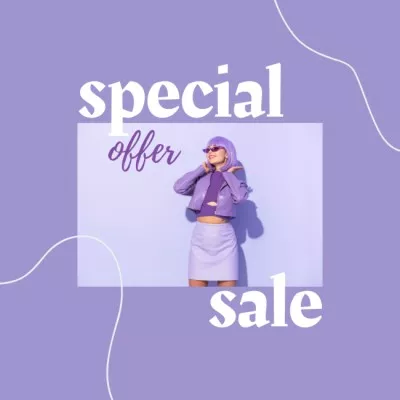Special Sale Offer Ad with Stylish Woman