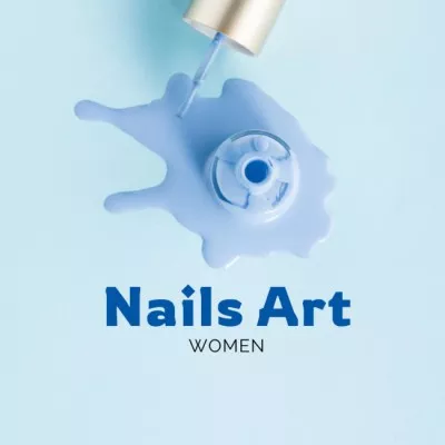 Manicure Services Offer with Blue Nail Polish