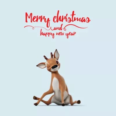 Cute Christmas Greeting with Deer