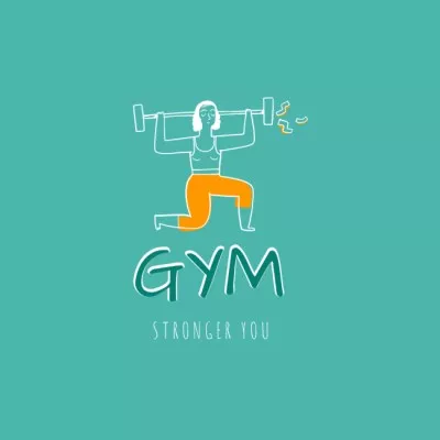 Gym Services Offer with Woman on Workout Fitness Logos