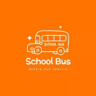 Emblem with School Bus School Logos