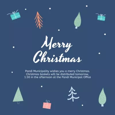 Christmas Holiday Greeting with Blue Illustration Instagram Posts