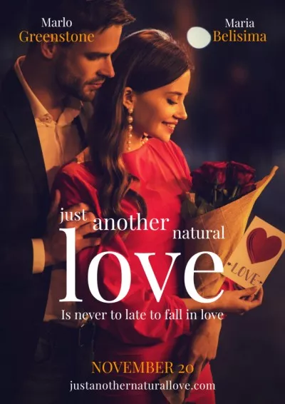 Movie Announcement with Romantic Couple Movie Posters