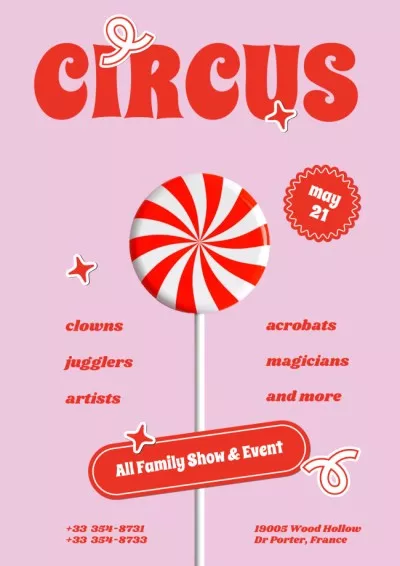 Circus Show Announcement with Yummy Lollipop Circus Posters