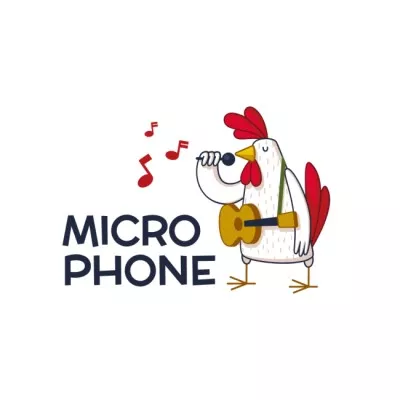 Music Shop Ad with singing Rooster Band Logo Maker