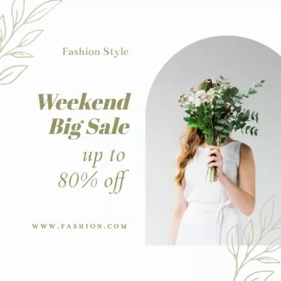 Fashion Ad with Stylish Woman and Flowers