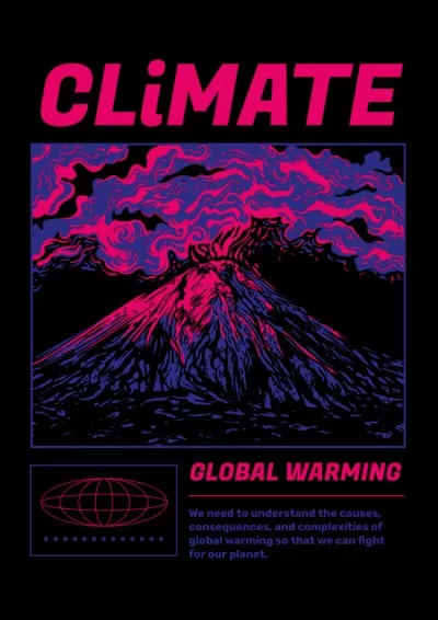 Climate Change Awareness with Volcano Climate Change Posters