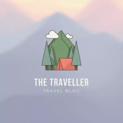 Emblem with Mountains Travel Logos