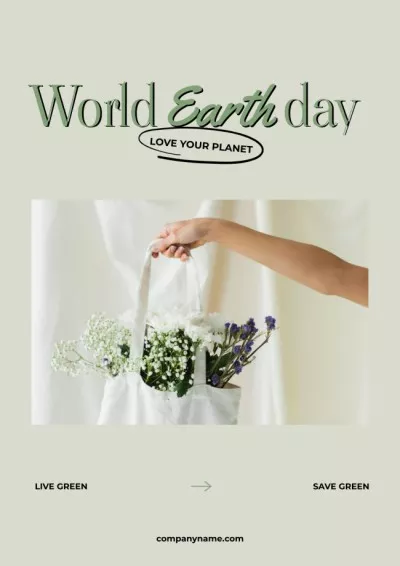 World Earth Day Announcement with Flowers in Bag Posters