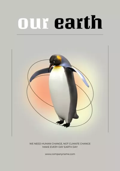 Global Warming Problem Awareness with Penguin Climate Change Posters
