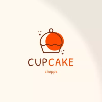 Scrumptious Bakery Ad with a Yummy Cupcake In Yellow Food Logos