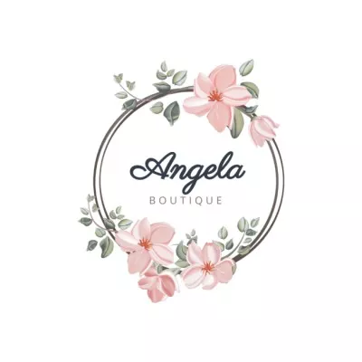 Boutique Ad in Floral Frame Circle Logos